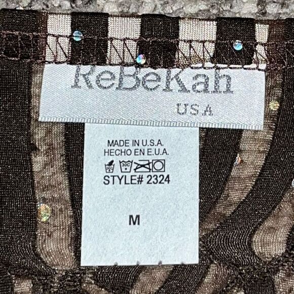 ReBeKah Womens Medium Tie Front Cardigan Chocolate Brown Semi-Sheer Sparkle NWOT - Picture 3 of 5